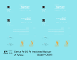 Santa Fe Reefer Despatch 50 Ft Insulated Boxcar White and Orange Super Chief - Decal - Choose Scale