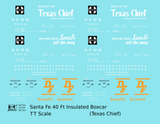 Santa Fe Reefer Despatch 40 Ft Insulated Boxcar White and Orange Texas Chief - Decal - Choose Scale
