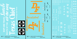 Santa Fe Reefer Despatch 40 Ft Insulated Boxcar White and Orange Texas Chief - Decal - Choose Scale