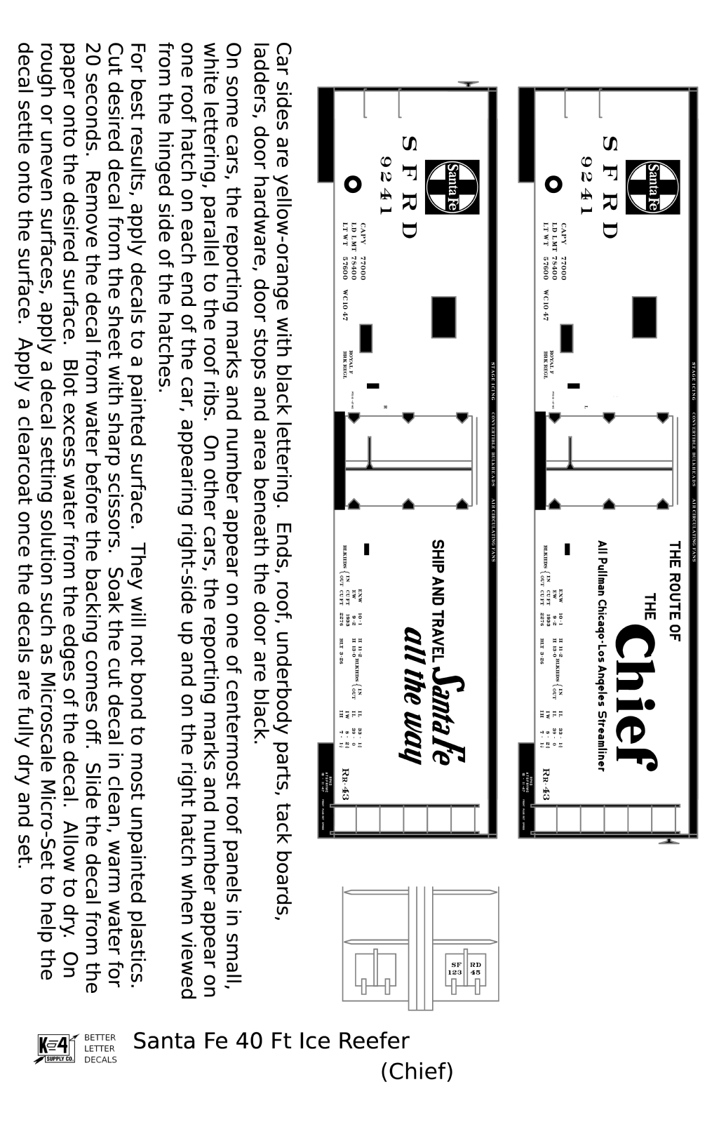 Santa Fe Reefer Despatch 40 Ft Ice Reefer Black Chief - Decal