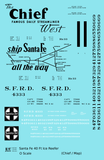 Santa Fe Reefer Despatch 40 Ft Ice Reefer Black Chief/Map - Decal Sheet