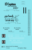 Santa Fe Reefer Despatch 40 Ft Ice Reefer Black El Capitan/Map - Decal - Choose Scale