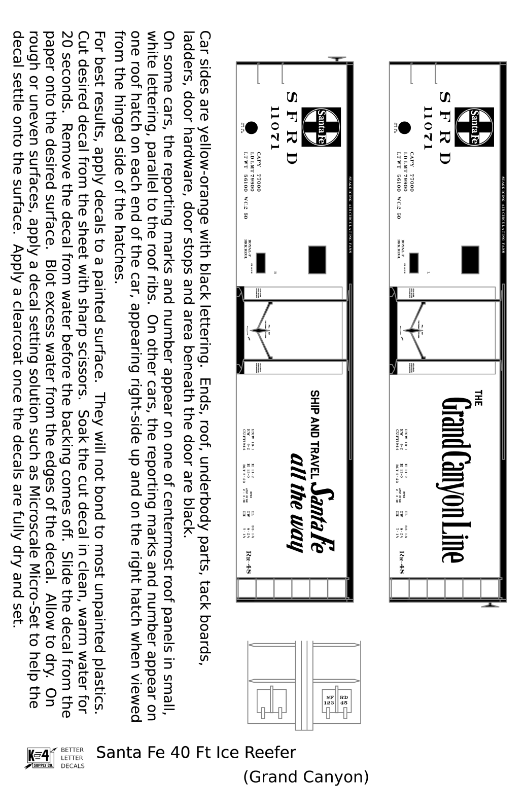 Santa Fe Reefer Despatch 40 Ft Ice Reefer Black Grand Canyon - Decal