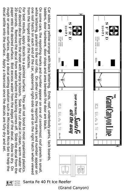 Santa Fe Reefer Despatch 40 Ft Ice Reefer Black Grand Canyon - Decal