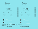 Santa Fe Reefer Despatch 50 Ft Ice Reefer Black Grand Canyon - Decal - Choose Scale