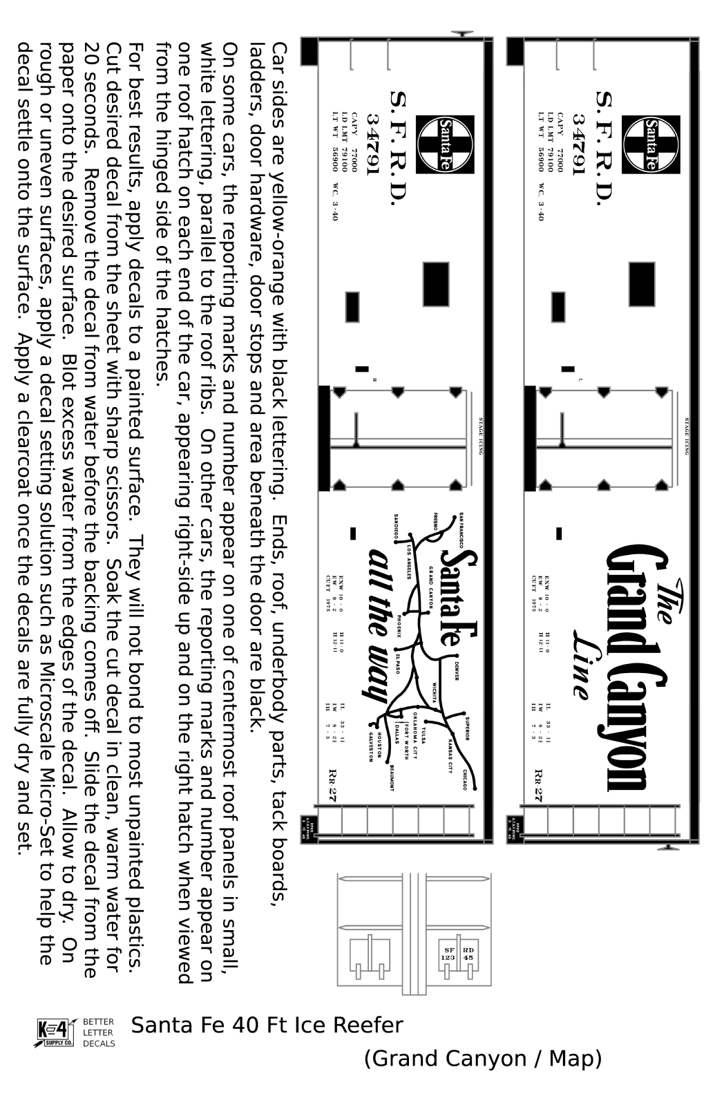 Santa Fe Reefer Despatch 40 Ft Ice Reefer Black Grand Canyon/Map - Decal