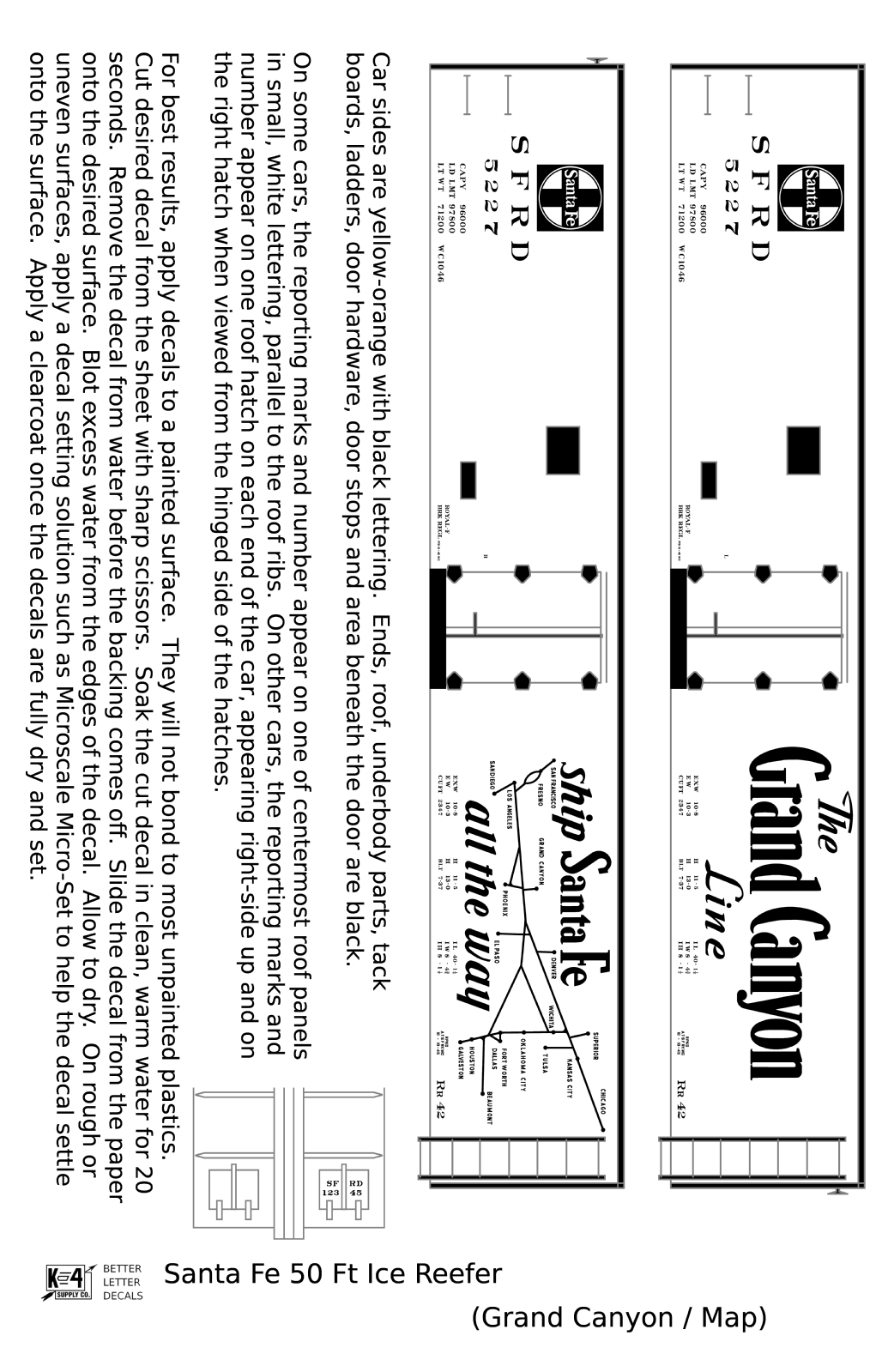 Santa Fe Reefer Despatch 50 Ft Ice Reefer Black Grand Canyon/Map - Decal