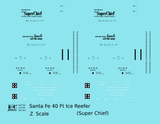 Santa Fe Reefer Despatch 40 Ft Ice Reefer Black Super Chief - Decal - Choose Scale