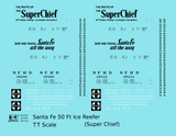 Santa Fe Reefer Despatch 50 Ft Ice Reefer Black Super Chief - Decal - Choose Scale