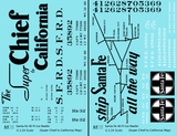 Santa Fe Reefer Despatch 40 Ft Ice Reefer Black Super Chief/Map - Decal - Choose Scale
