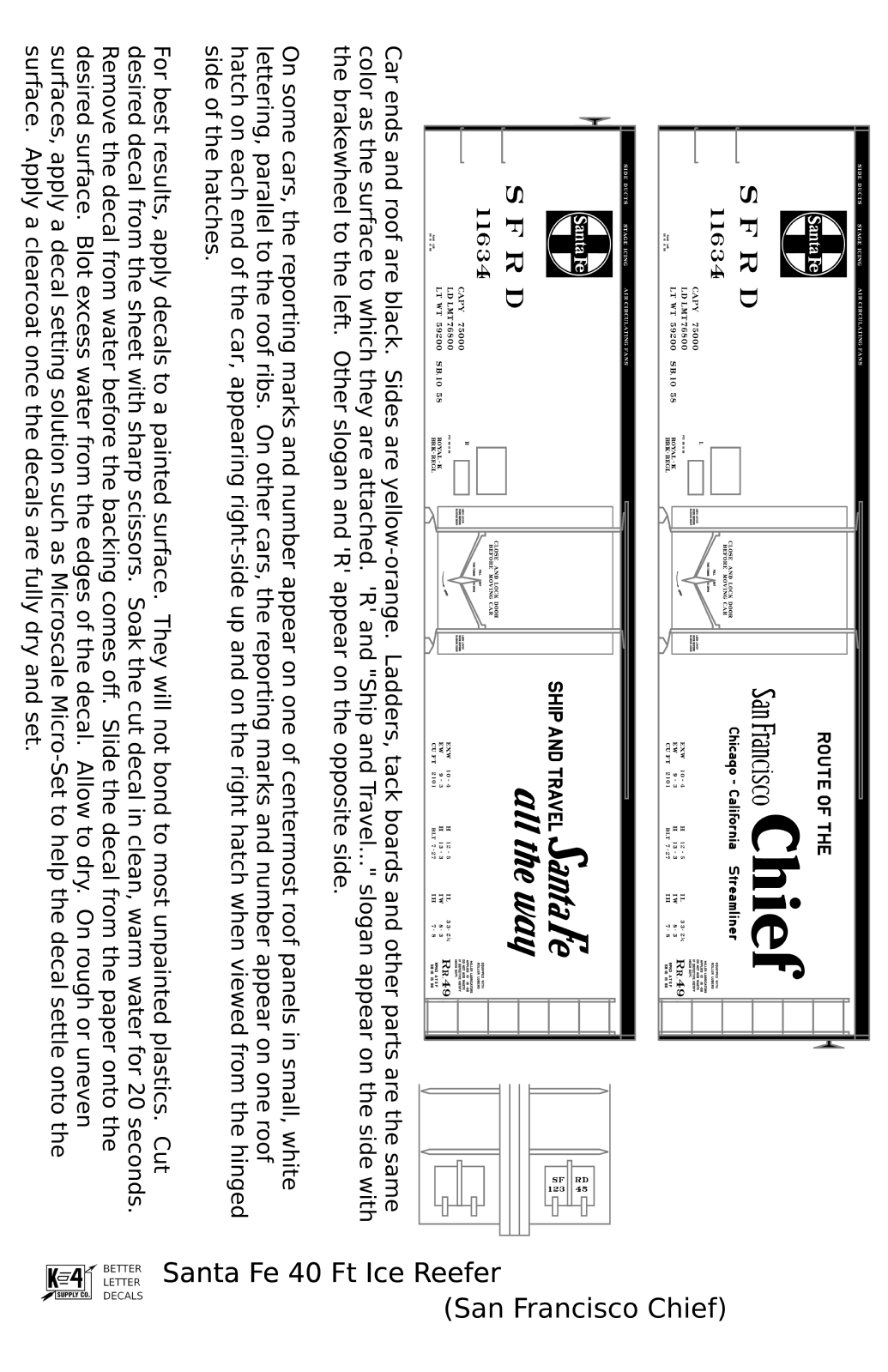 Santa Fe Reefer Despatch 40 Ft Ice Reefer Black San Francisco Chief - Decal