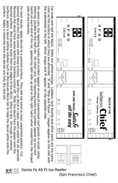 Santa Fe Reefer Despatch 40 Ft Ice Reefer Black San Francisco Chief - Decal