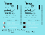 Santa Fe Reefer Despatch 40 Ft Ice Reefer Black Scout/Map - Decal - Choose Scale