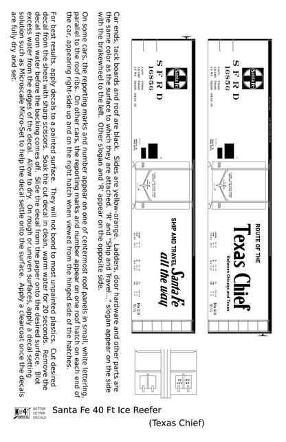 Santa Fe Reefer Despatch 40 Ft Ice Reefer Black Texas Chief - Decal