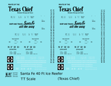 Santa Fe Reefer Despatch 40 Ft Ice Reefer Black Texas Chief - Decal - Choose Scale