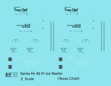 Santa Fe Reefer Despatch 40 Ft Ice Reefer Black Texas Chief - Decal - Choose Scale