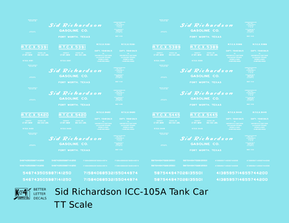 Sid Richardson Gasoline ICC-105A Tank Car White