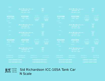 Sid Richardson Gasoline ICC-105A Tank Car White
