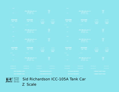 Sid Richardson Gasoline ICC-105A Tank Car White