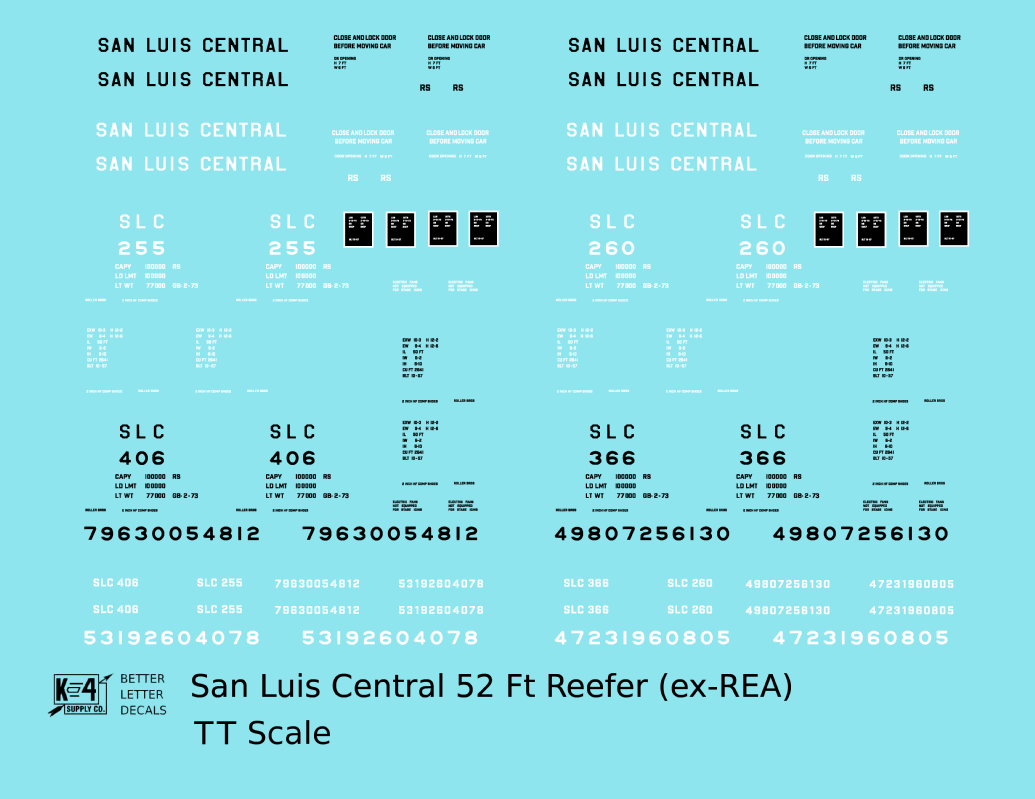 San Luis Central 50 Ft Steel Ice Reefer Black and White Ex-REA Cars
