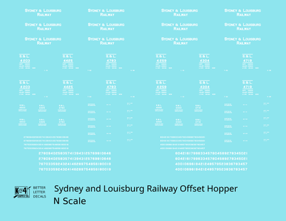 Sydney & Louisburg Offset Twin Hopper White Nova Scotia - Decal - Choose Scale