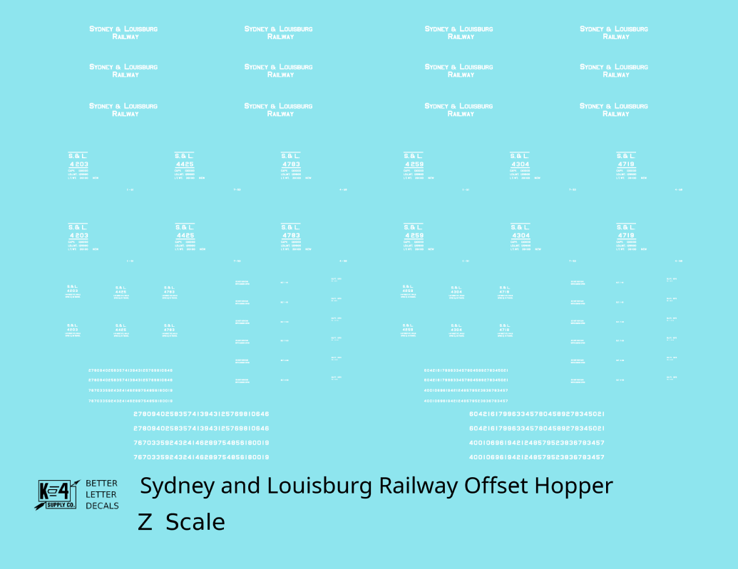Sydney & Louisburg Offset Twin Hopper White Nova Scotia - Decal - Choose Scale