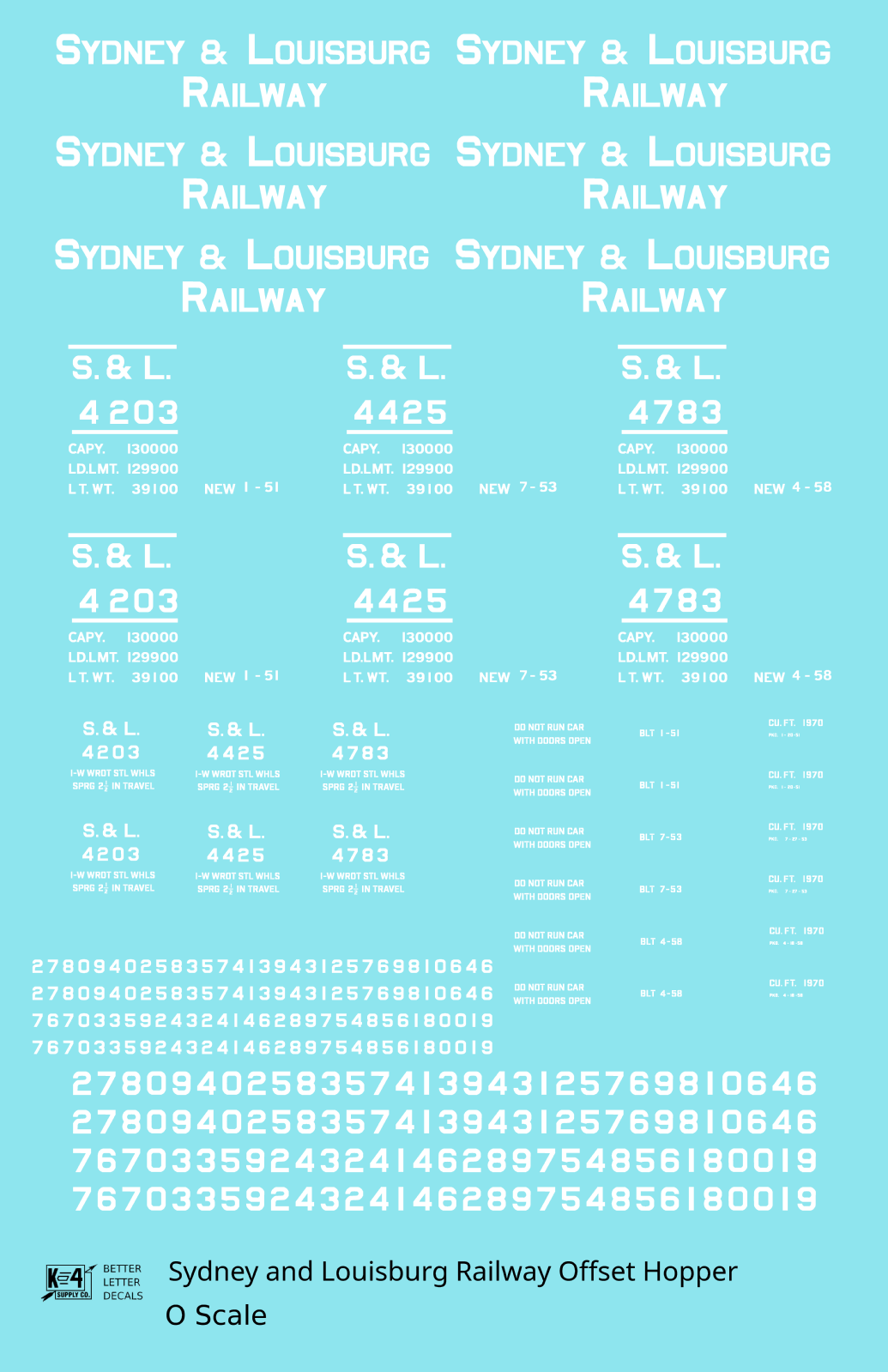 Sydney & Louisburg Offset Twin Hopper White Nova Scotia - Decal Sheet