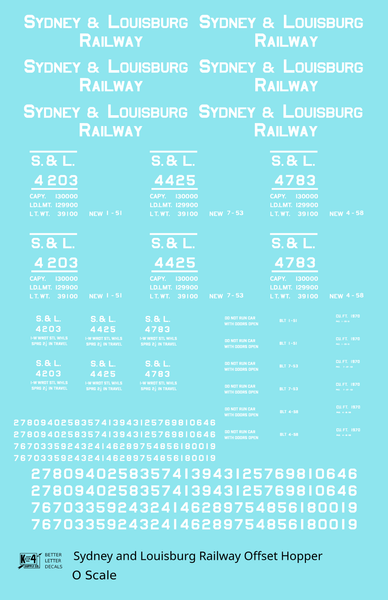Sydney & Louisburg Offset Twin Hopper White Nova Scotia - Decal Sheet