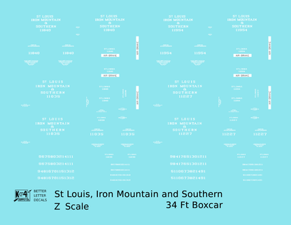 St Louis, Iron Mountain & Southern 34 Ft Boxcars White StLIM&S