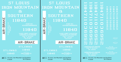 St Louis, Iron Mountain & Southern 34 Ft Boxcars White StLIM&S