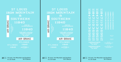 St Louis, Iron Mountain & Southern 34 Ft Boxcars White StLIM&S