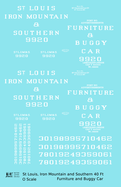 St Louis Iron Mountain Southern Furniture Buggy Boxcar StLIM&S
