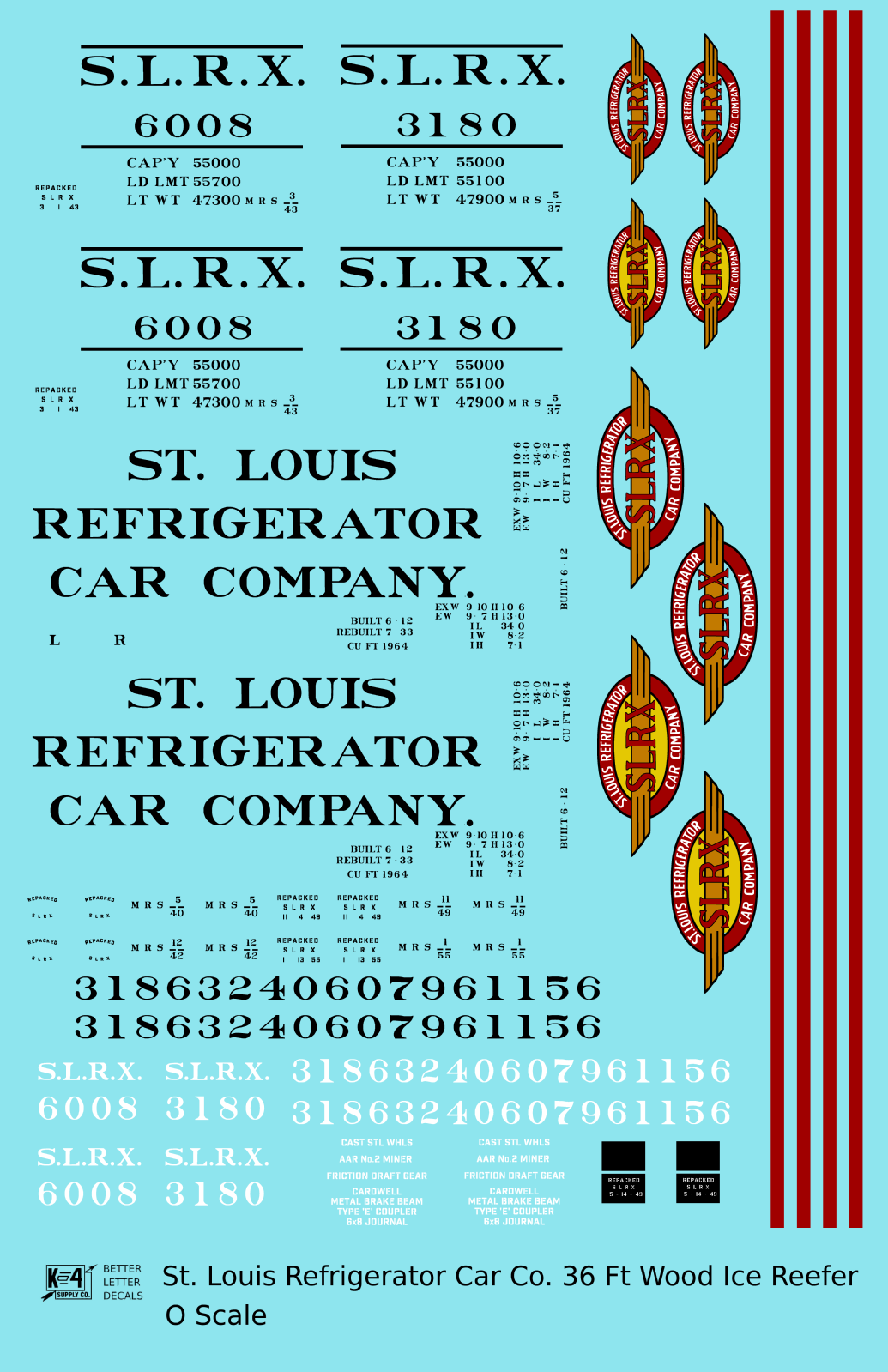 St. Louis Refrigerator Car Co. 36 Ft Wood Ice Reefer Black and Red