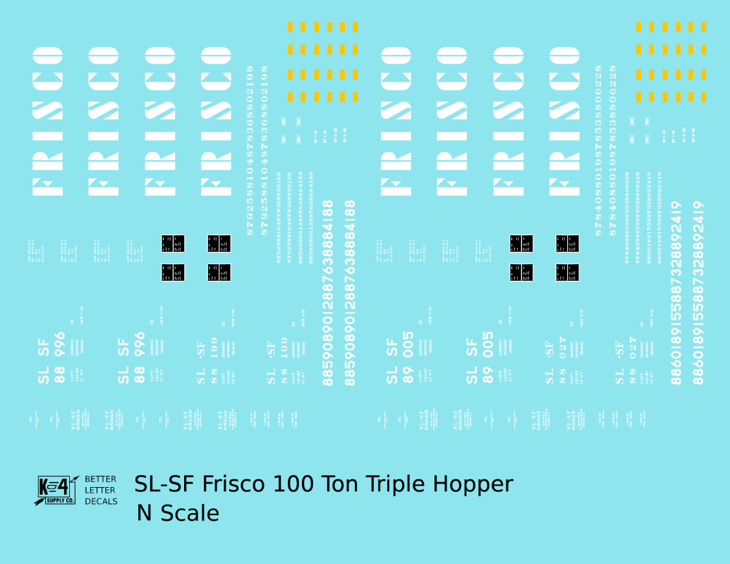 SLSF Frisco 100 Ton Triple Hopper White