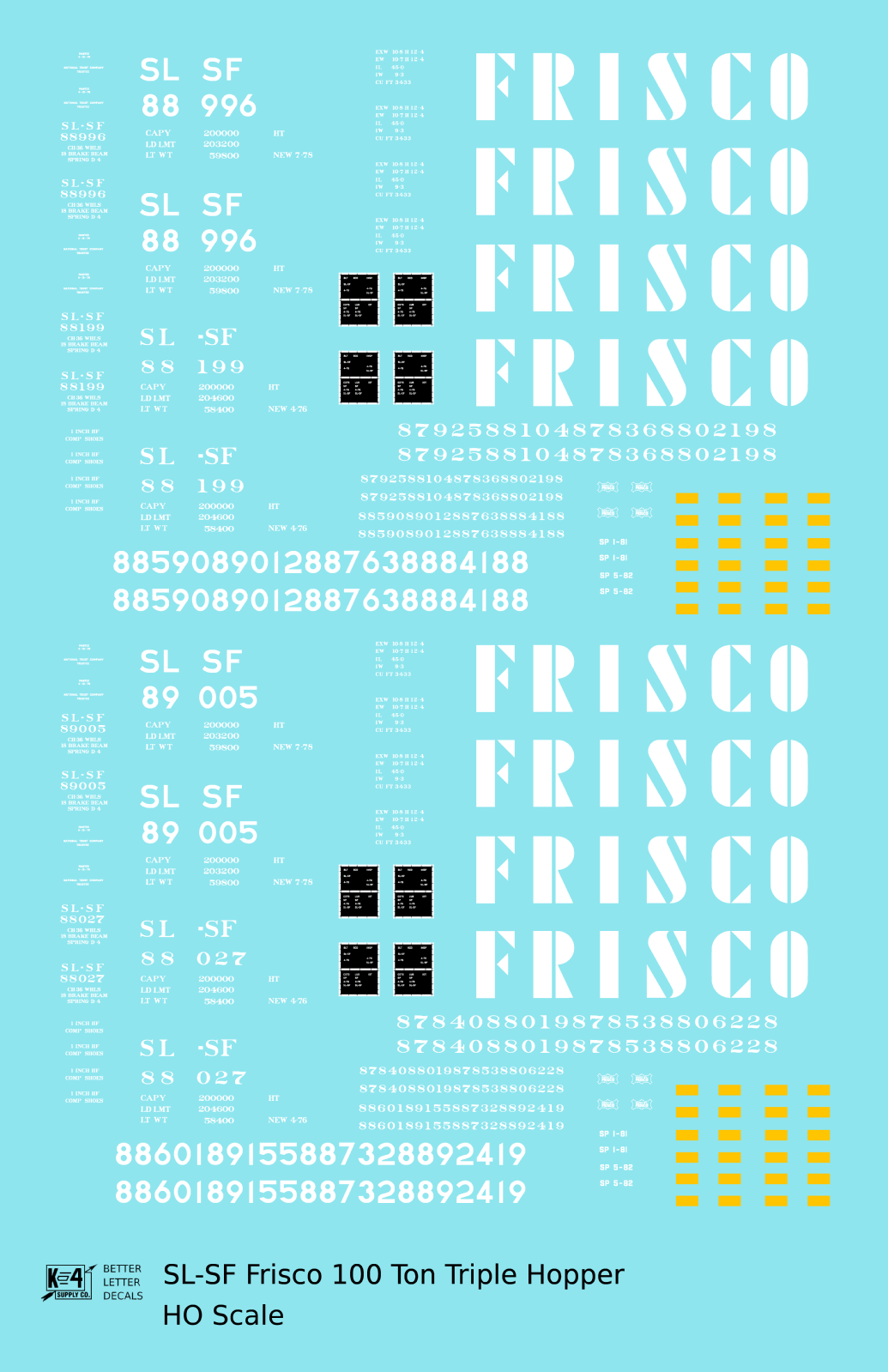 SLSF Frisco 100 Ton Triple Hopper White