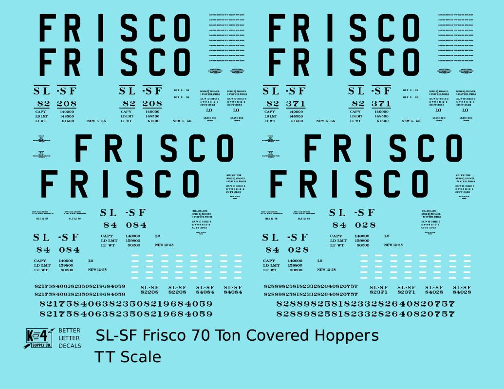 SLSF Frisco 70 Ton Covered Hopper Black Roman Marks