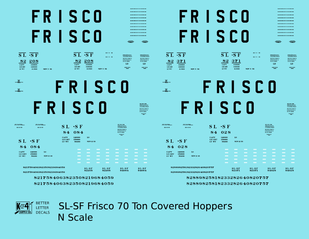 SLSF Frisco 70 Ton Covered Hopper Black Roman Marks