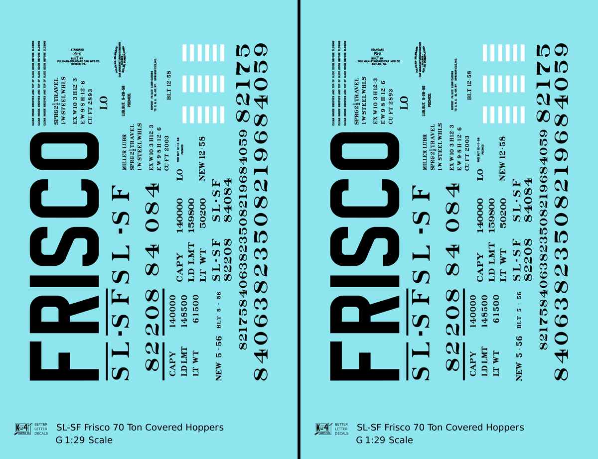 SLSF Frisco 70 Ton Covered Hopper Black Roman Marks
