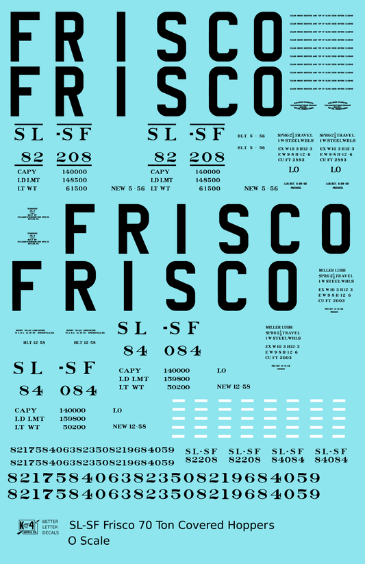 SLSF Frisco 70 Ton Covered Hopper Black Roman Marks