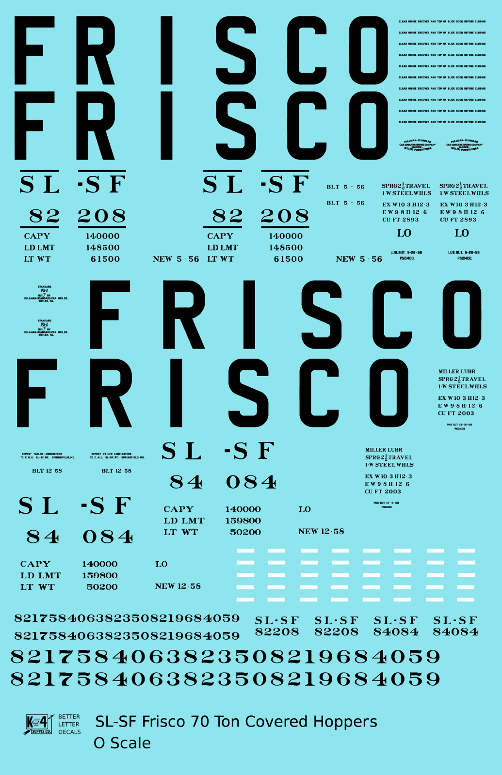 SLSF Frisco 70 Ton Covered Hopper Black Roman Marks