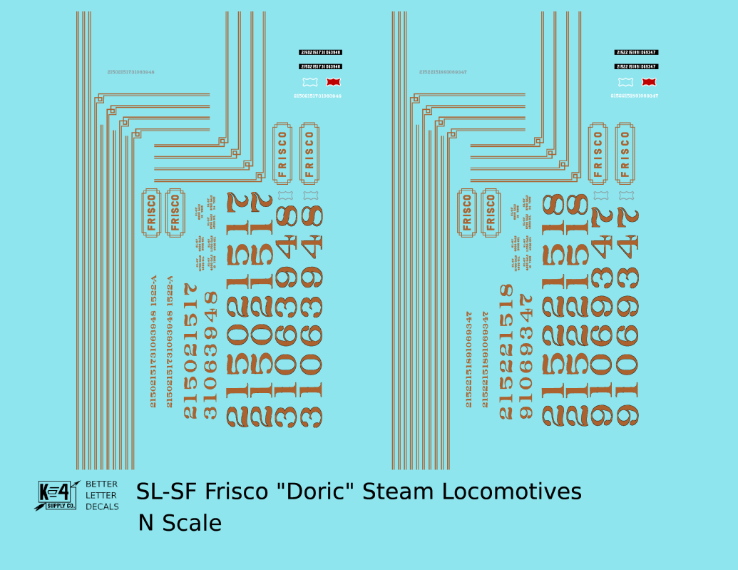 SLSF Frisco Doric Passenger Steam Locomotive Gold