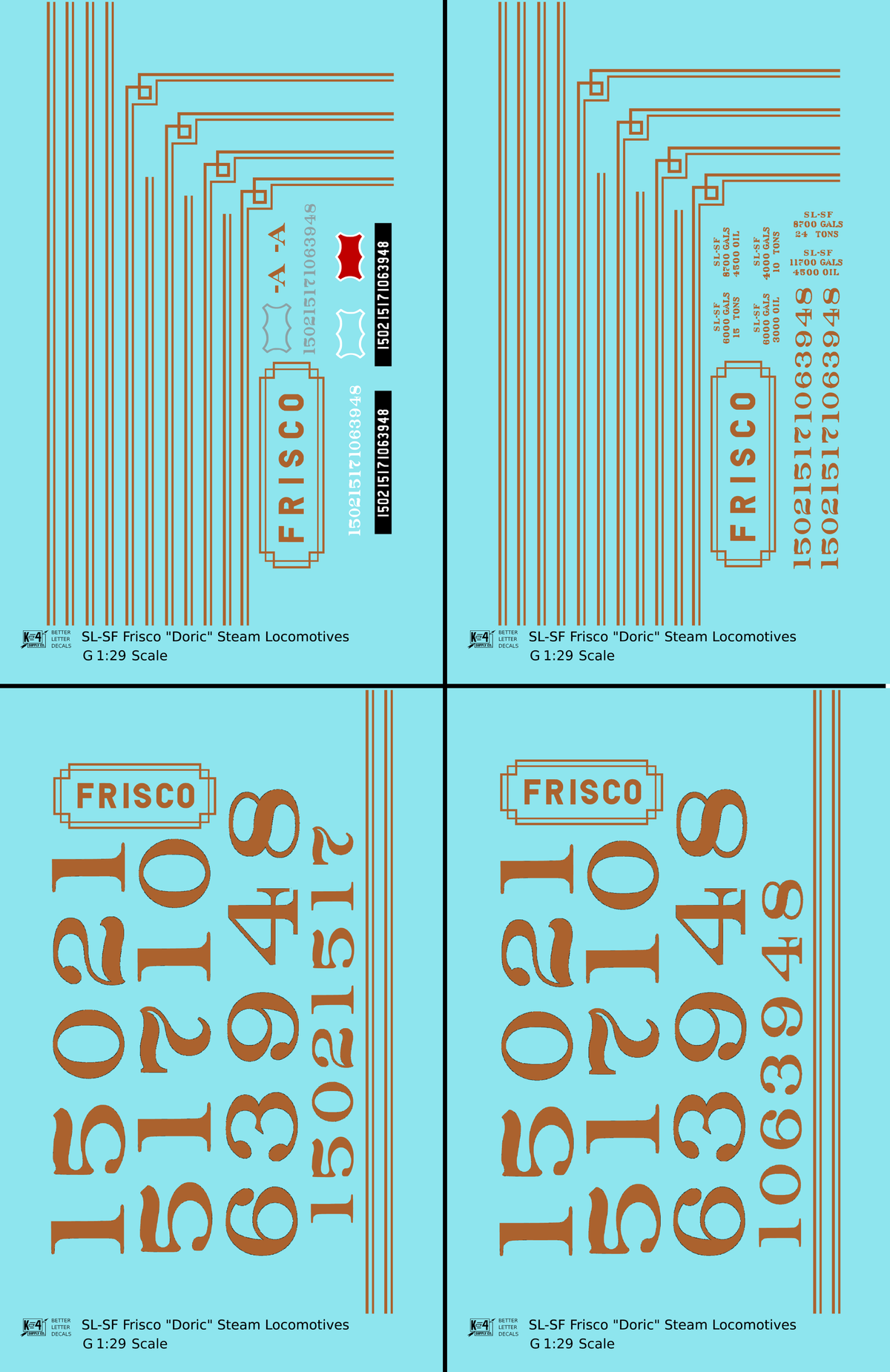 SLSF Frisco Doric Passenger Steam Locomotive Gold