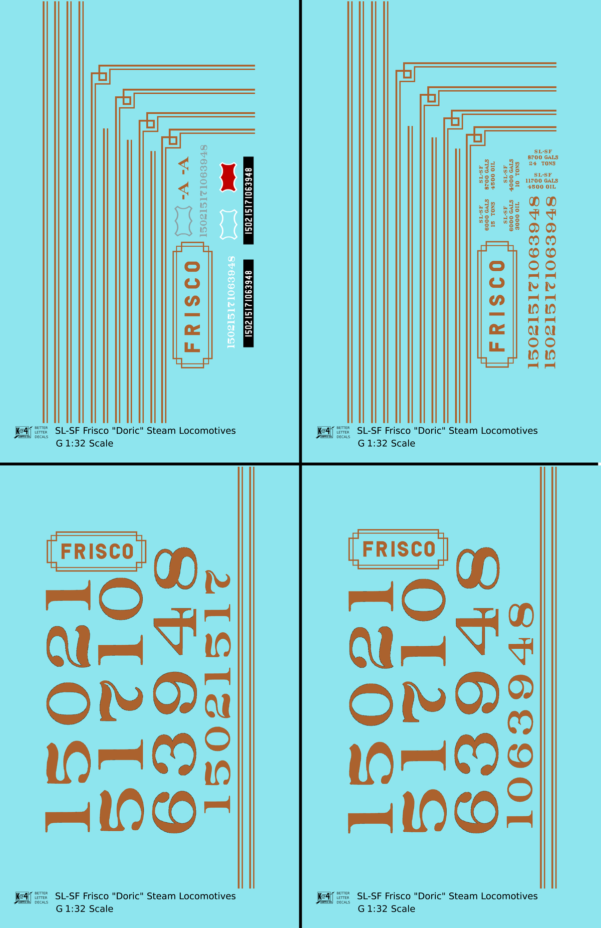 SLSF Frisco Doric Passenger Steam Locomotive Gold