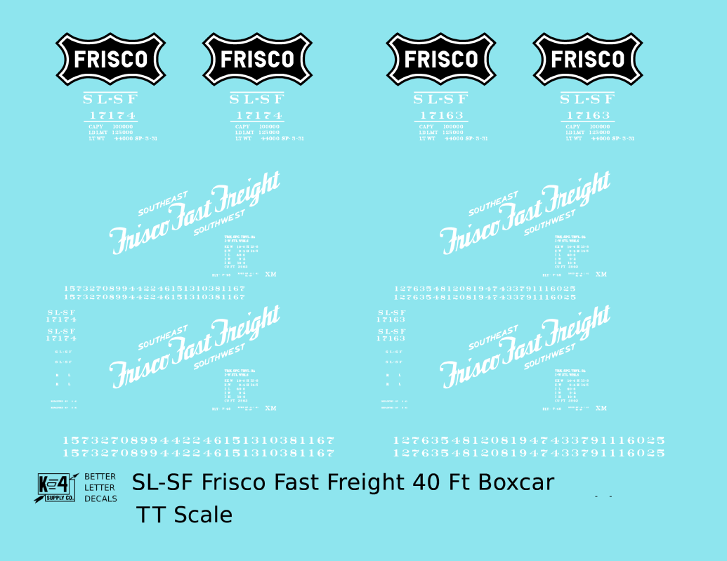 SLSF Frisco 40 Ft Boxcar White Fast Freight