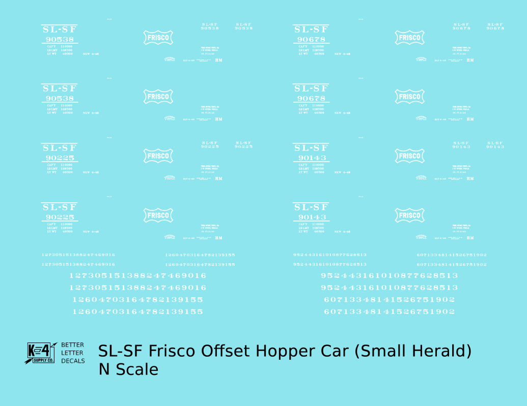 SLSF Frisco Twin Hopper Car White Small Herald