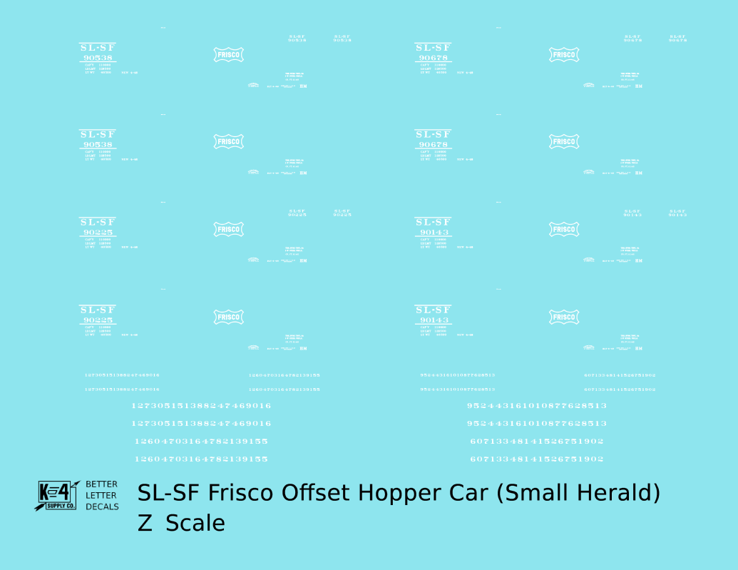 SLSF Frisco Twin Hopper Car White Small Herald