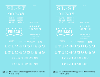 SLSF Frisco Twin Hopper Car White Small Herald