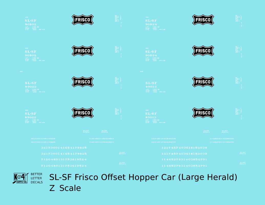 SLSF Frisco Twin Hopper Car White Large Herald
