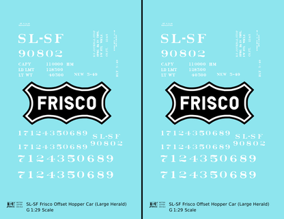 SLSF Frisco Twin Hopper Car White Large Herald