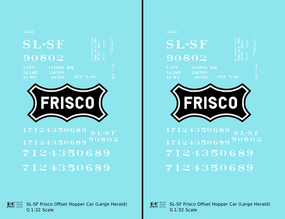 SLSF Frisco Twin Hopper Car White Large Herald